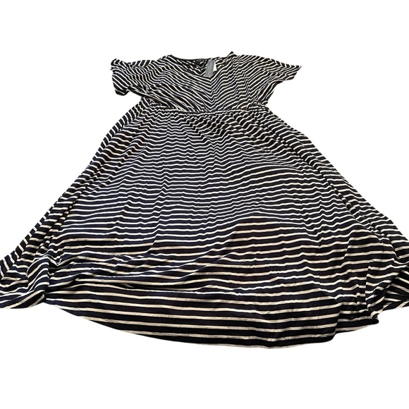 Lane Bryant Navy/White striped V Neck-Dolman Sleeves Maxi Dress-Size 22-24-NWT - Picture 5 of 9